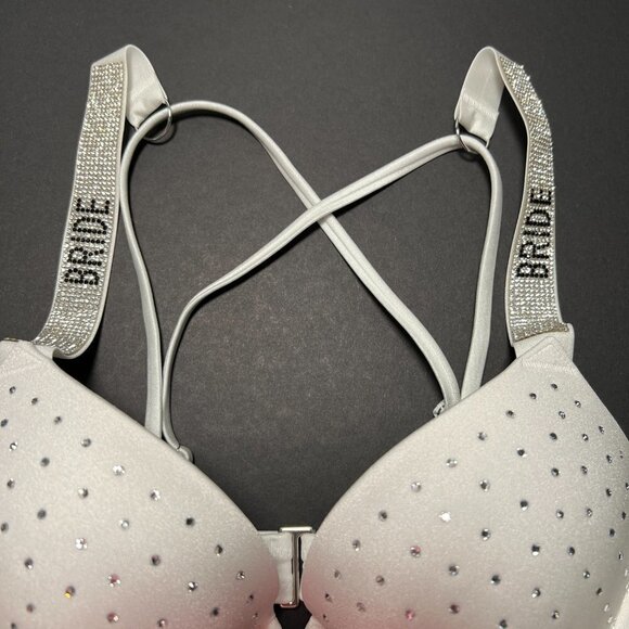 Victoria Secret 36A Bombshell Push Up Bikini Top Bride Shine Strap White - Picture 4 of 7